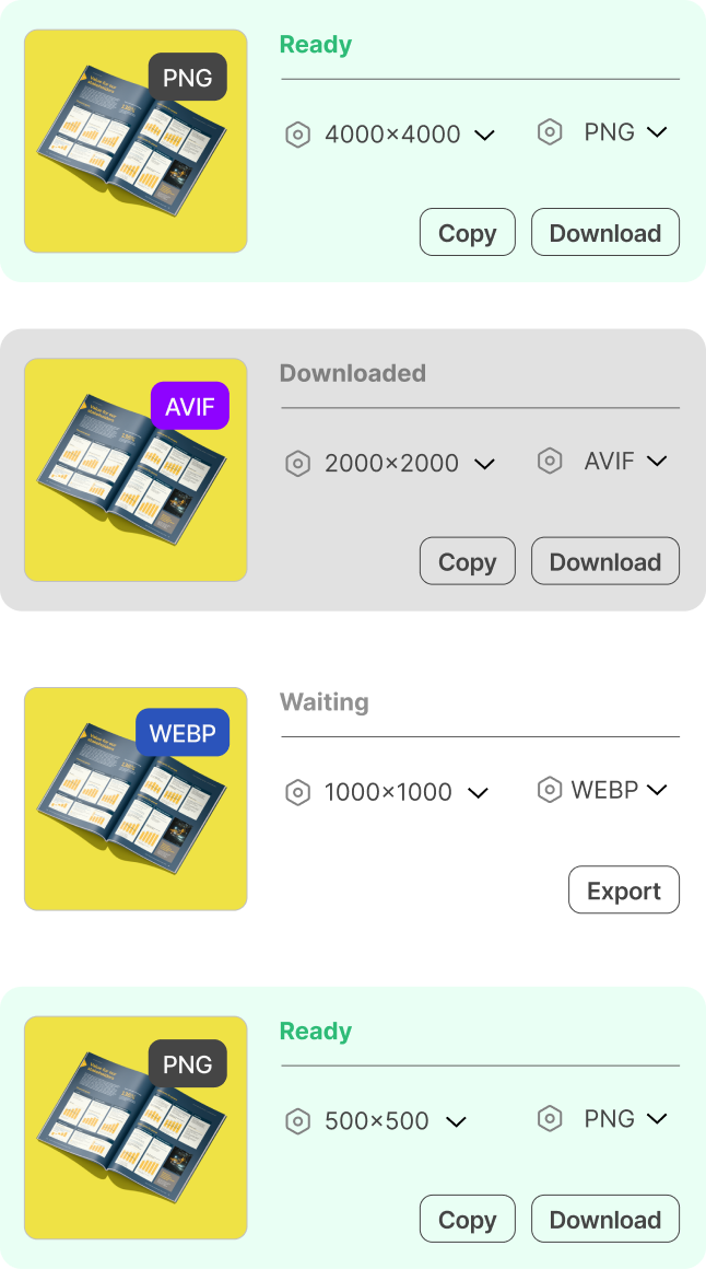 Export queue interface